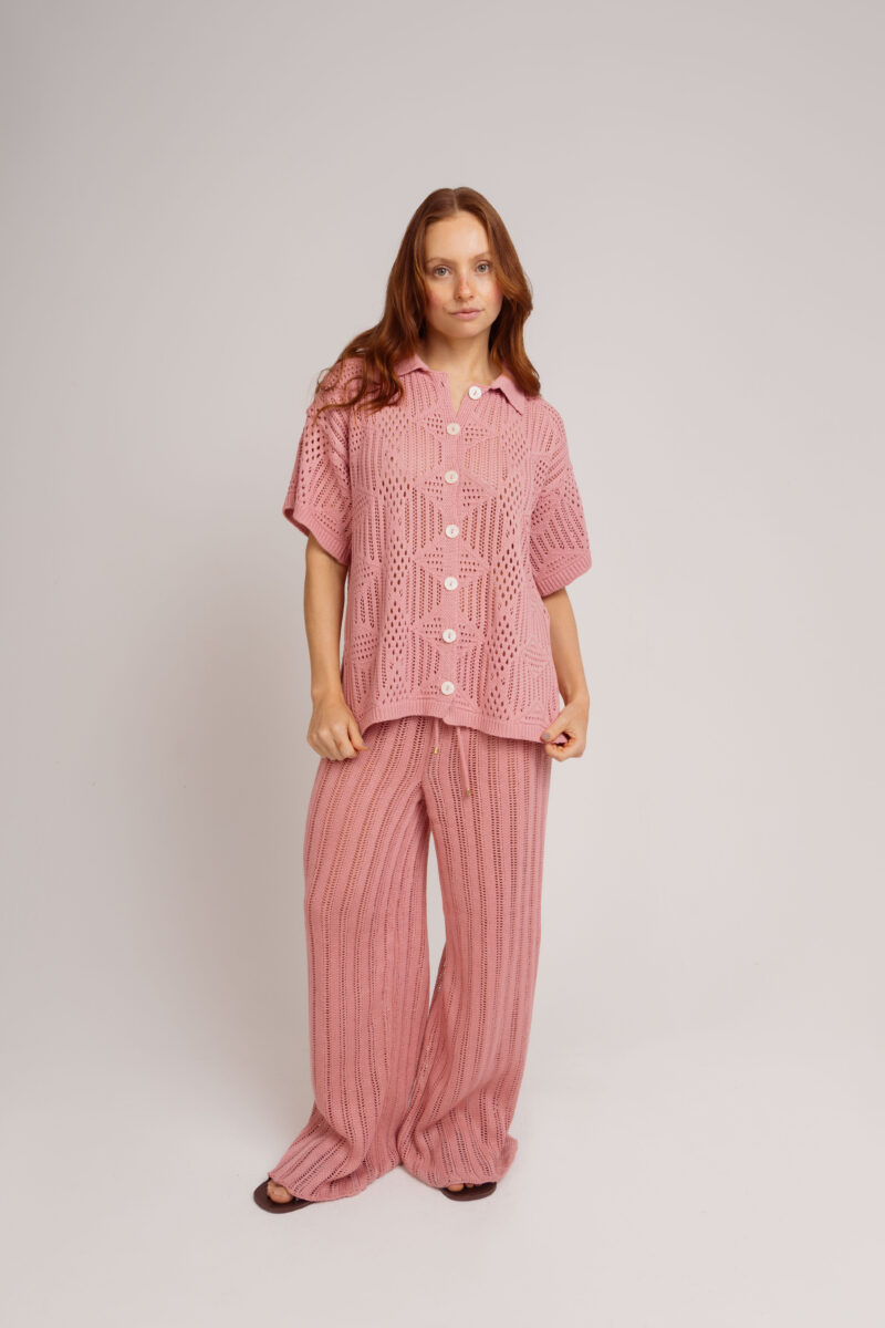 Calça de Tricot Orla Rosa